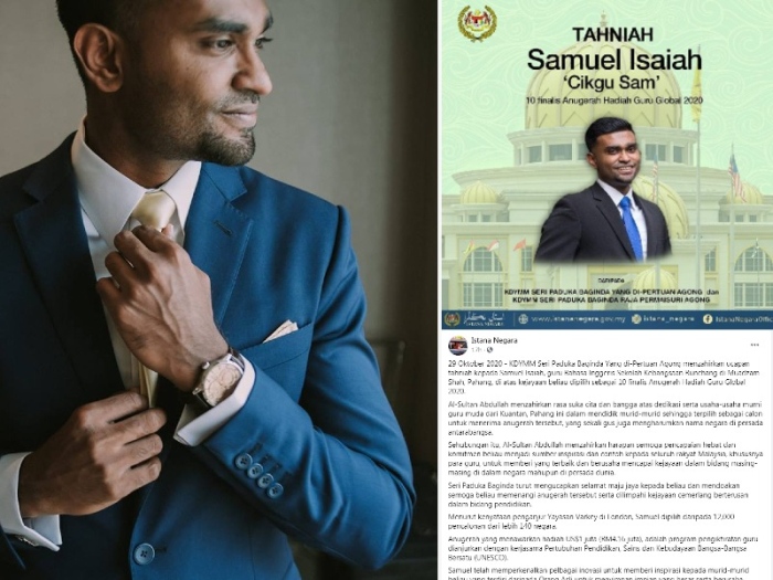 Agong bangga dengan pencapaian Cikgu Sam. Ini ucapan baginda kepada guru SK Runchang ini