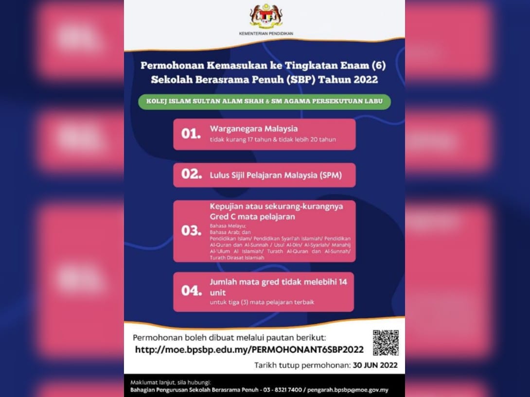 Permohonan tutup 30 Jun, masih ada masa untuk pelajar mohon ke Tingkatan Enam